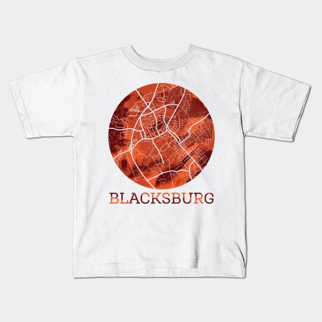 Blacksburg VA Map Kids T-Shirt by polliadesign